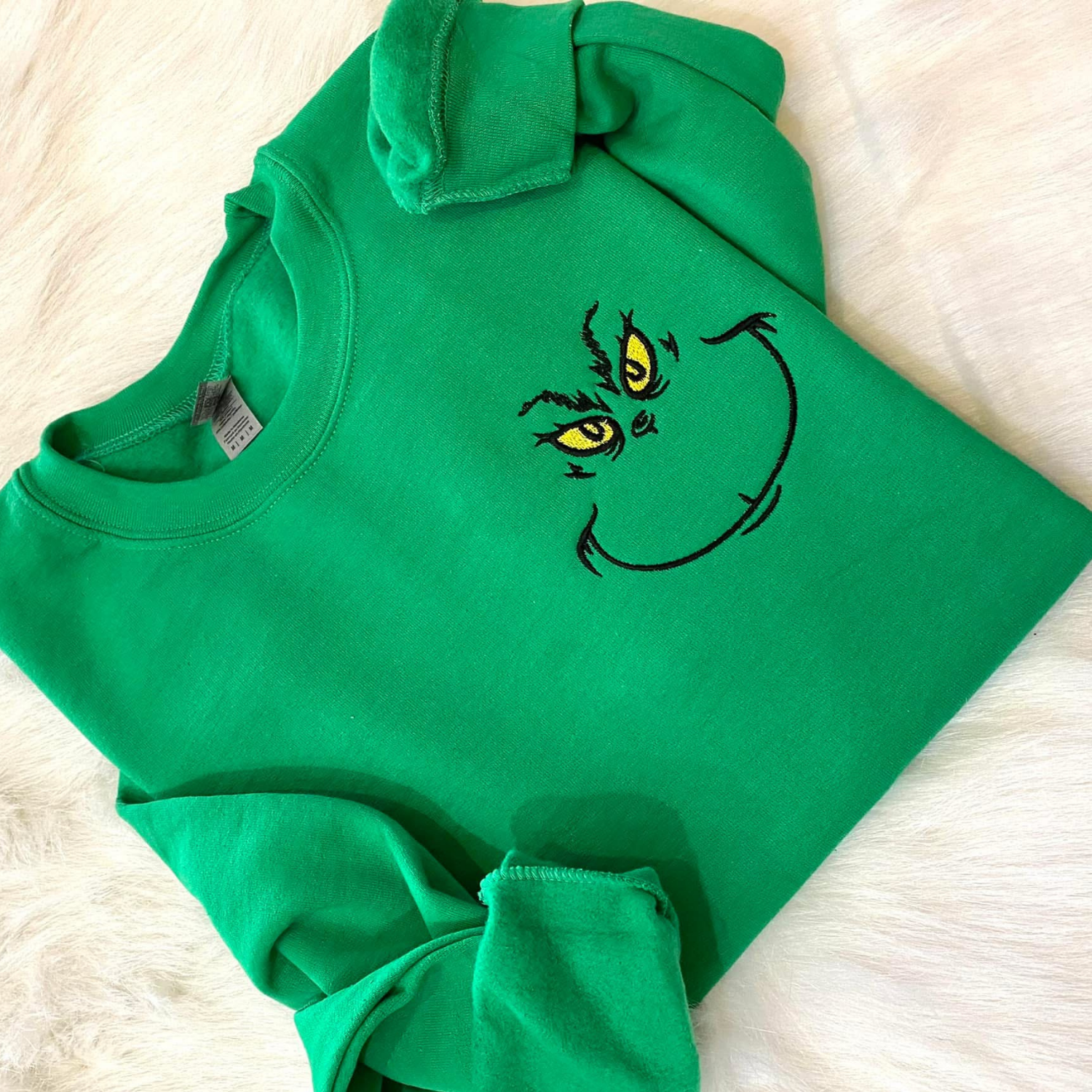 Mean Green Embrodiered Crew