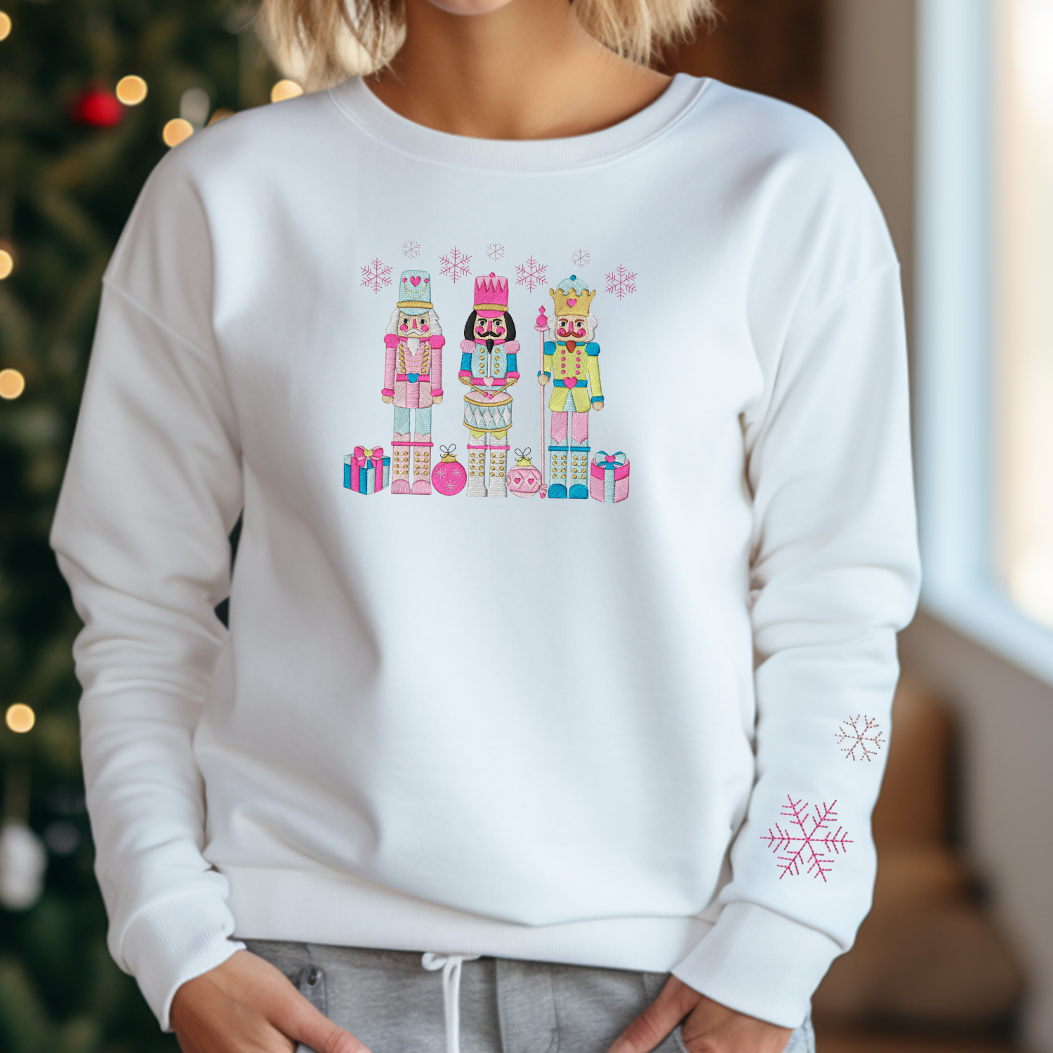 Faux embroidered Nutcracker Crew