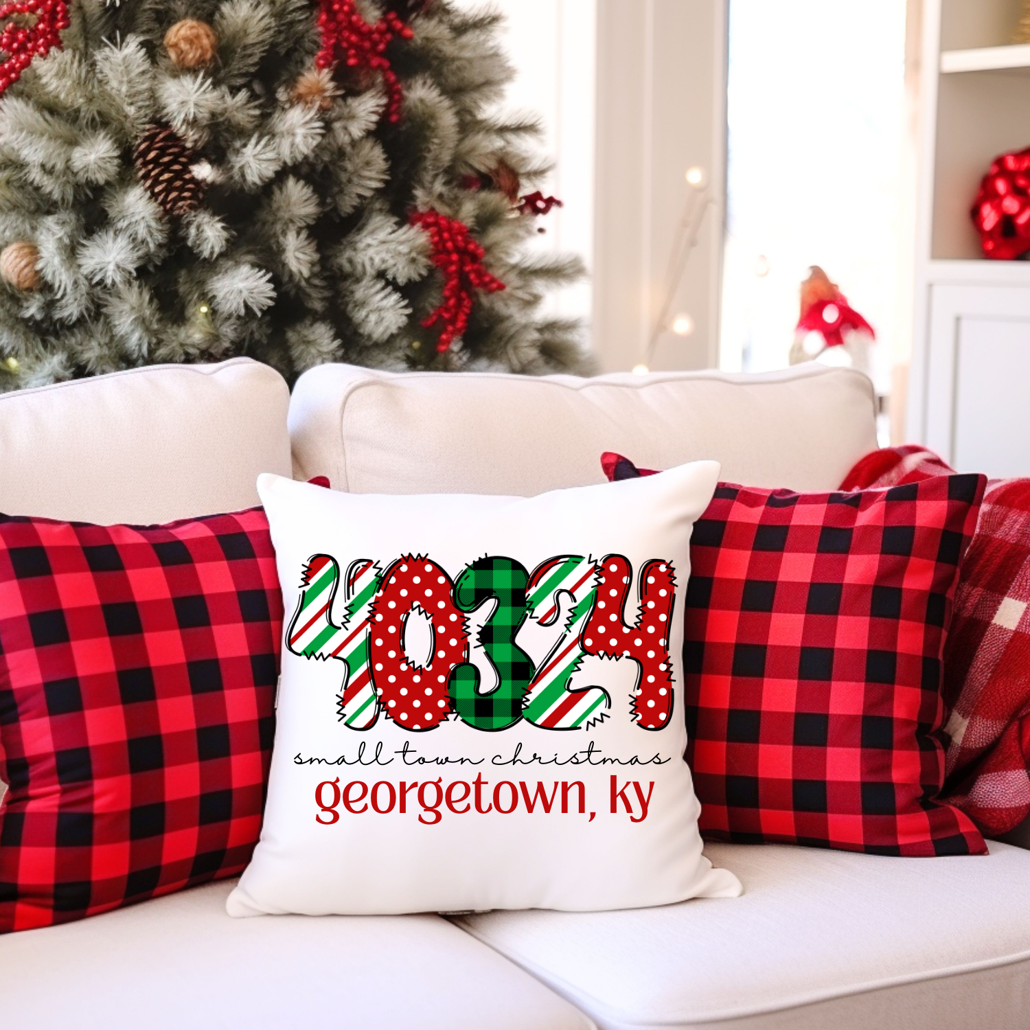Christmas Zip Code Throw Pillow