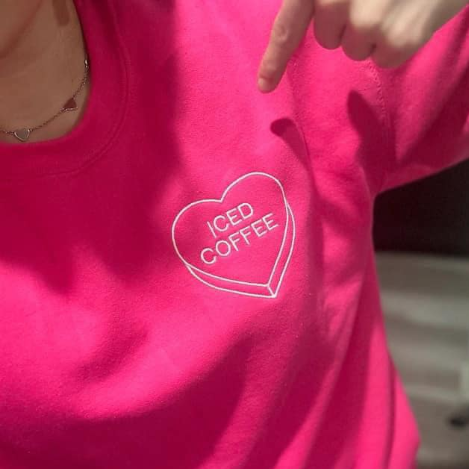 Custom Embroidered Candy Heart Crewneck Sweatshirt