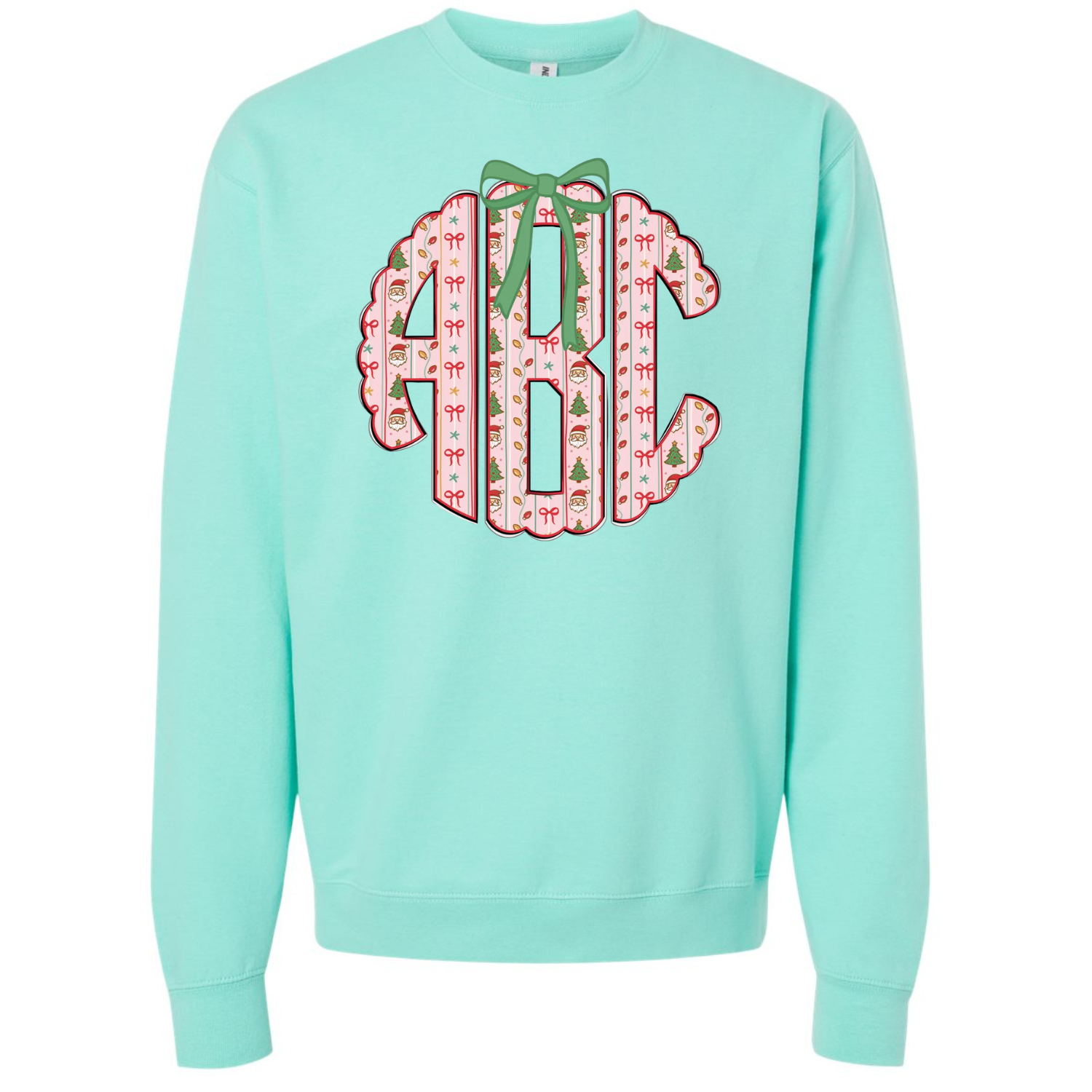 Preppy Pink Christmas Monogram Crew